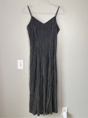 Moda International Vintage Silver Sparkly Slip Style Midi Dress